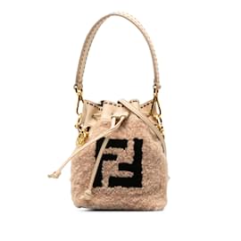 Fendi-Rosafarbene Fendi Shearling Mini Mon Tresor Beuteltasche-Pink