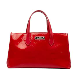 Louis Vuitton-Red Louis Vuitton Monogram Vernis Wilshire PM Handbag-Red