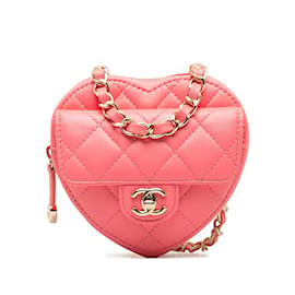 Chanel-Pink Chanel Mini CC in Love Heart Crossbody Bag-Pink