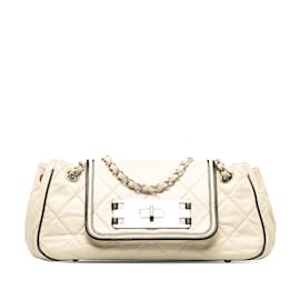 Chanel-White Chanel Accordion East/West Shoulder Bag-White