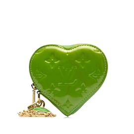Louis Vuitton-Green Louis Vuitton Monogram Vernis Heart Coin Pouch-Green