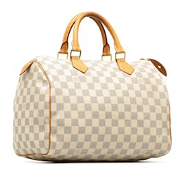 Louis Vuitton-White Louis Vuitton Damier Azur Speedy 30 Boston Bag-White