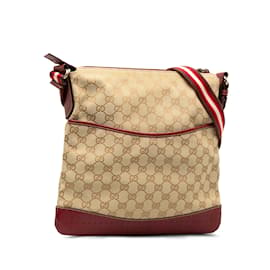Gucci-Beige and Red Gucci GG Canvas Web Crossbody-Beige