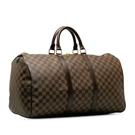 Louis Vuitton-Keepall Louis Vuitton Damier Ebene marrón 50 Bolsa de viaje-Castaño