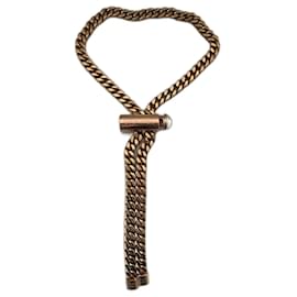 Chanel-Chanel-Krawattenhalskette aus goldener Bronze-Golden