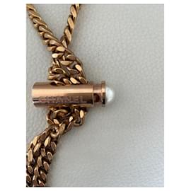Chanel-Chanel golden bronze tie necklace-Golden