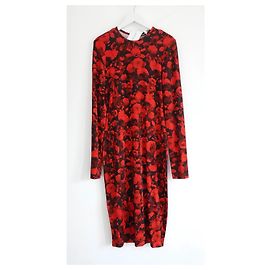 Givenchy Red Rose Print Dress Red