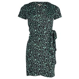 Diane Von Furstenberg Printed Wrap Mini Dress in Teal Silk Other Green