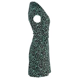Diane Von Furstenberg-Diane Von Furstenberg Printed Wrap Mini Dress in Teal Silk-Other,Green