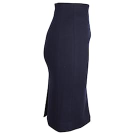 Moschino-Moschino Knee-Length Pencil Skirt in Navy Blue Wool-Blue,Navy blue