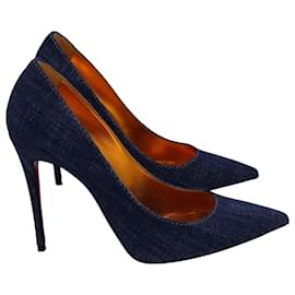 Christian Louboutin-Christian Louboutin Kate 100 Pumps aus blauem Denim-Blau