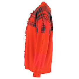 Versace-Versace Patchwork-Pullover mit Fransen aus orangefarbener Wolle-Orange
