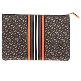 Burberry-Burberry Monogram Clutch Bag in Brown Coated Canvas-Multiple colors