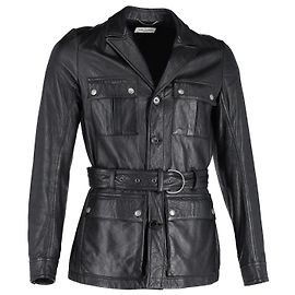 Saint Laurent Saharienne Jacket in Black Lambskin Leather Black