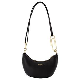 Logo Stamp Shoulder Bag - Off White - Leather - Black Black