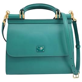 Dolce & Gabbana-Dolce & Gabbana Small Sicily 58 Top Handle Bag in Green Leather-Green