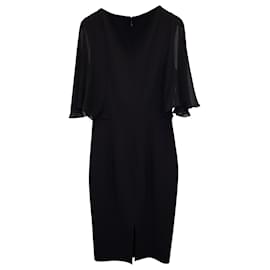 Michael Kors-Michael Kors Mid Flounce Sleeve Midi Dress in Black Virgin Wool-Black