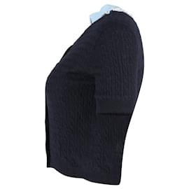 Miu Miu-Miu Miu Knit Buttoned Top in Navy Blue Cotton-Navy blue