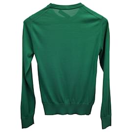 Dolce & Gabbana-Suéter de malha de manga comprida Dolce & Gabbana em seda verde-Verde