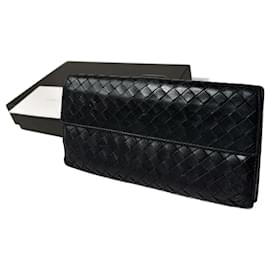 Bottega Veneta-Bottega Veneta Black Intrecciato Leather Continental Wallet-Black