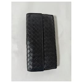 Bottega Veneta-Bottega Veneta Black Intrecciato Leather Continental Wallet-Black