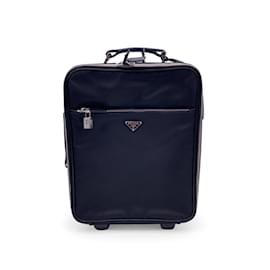 Prada-Black Nylon Rolling Suitcase Wheeled Travel Bag Trolley-Black