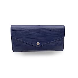 Louis Vuitton-Blaue kontinentale Sarah-Geldbörse aus Epi-Leder mit langer Klappe-Blau