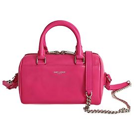 Bolsa de ombro Saint Laurent Mini Duffle em couro fúcsia Rosa