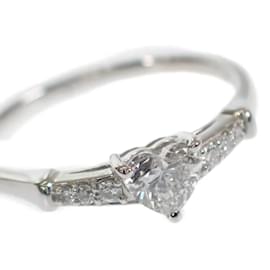 & Other Stories-Platinum Heart Diamond Ring-Silvery