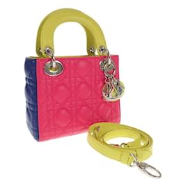 Dior-Cannage Moyen Tricolore Lady Dior CAL0500-Rose
