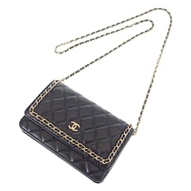 Chanel-CC Quilted Chain Around Wallet On Chain AP0674-Schwarz