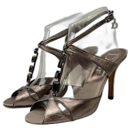 Dior leather sandals metallic Metallic