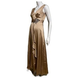 Jenny Packham Goldenes Abendkleid mit Verzierung an der Taille Golden Bronze