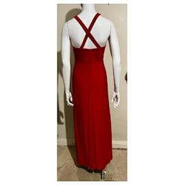 Jenny Packham-Red jersey evening gown full length-Red