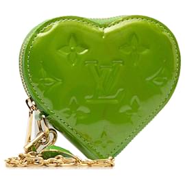 Louis Vuitton-Louis Vuitton Green Monogram Vernis Heart Coin Pouch-Green