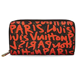 Louis Vuitton-Portefeuille Zippy Monogram Graffiti Louis Vuitton Marron X Stephen Sprouse-Marron,Orange