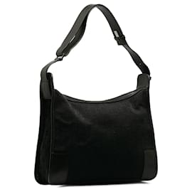 Gucci-Gucci Black GG Canvas Shoulder Bag-Black