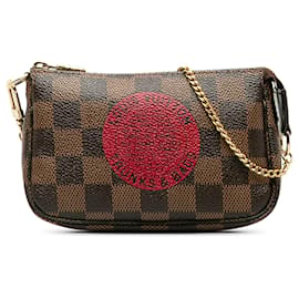 Louis Vuitton-Louis Vuitton Marrone Damier Ebene Bauli e Borse Mini Pochette Accessori-Marrone