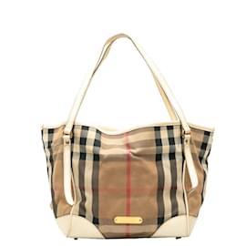 Burberry-Burberry Nova Check Canvas Tote Bag Canvas Tote Bag in Fair condition-Brown