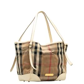 Burberry-Burberry Nova Check Canvas Tote Bag Canvas Tote Bag in Fair condition-Brown
