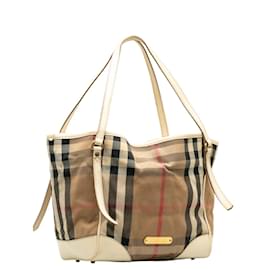 Burberry-Nova Check Canvas Tote Bag-Brown