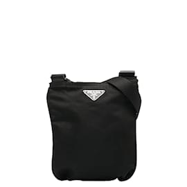 Prada-Tessuto Flat Crossbody Bag-Black