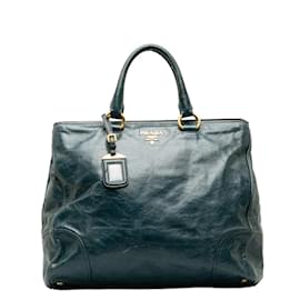 Prada-Prada Vitello Shine Tote Leather Handbag BN2325 in Good condition-Blue