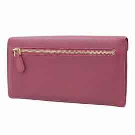 Prada-Portefeuille enveloppe bicolore Prada Saffiano Portefeuille long en cuir 1MH037 en bon état-Rose