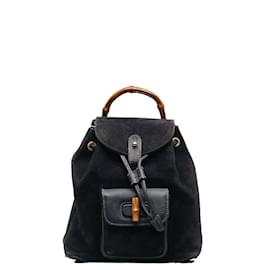 Gucci-Suede Bamboo Backpack 003 2852-Black