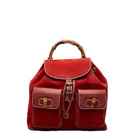 Gucci-Suede Bamboo Backpack 003 58 0016-Red
