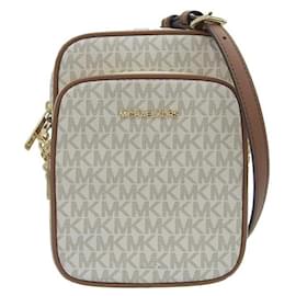 Michael Kors-Bolso bandolera de viaje Signature Jet Set-Blanco