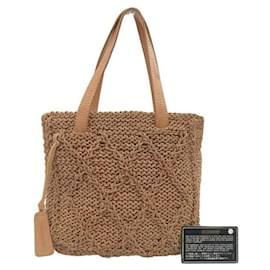 Chanel-Woven Leather Open Tote Bag-Brown
