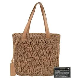 Chanel-Woven Leather Open Tote Bag in Very Good Condition-Brown