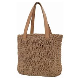 Chanel-Woven Leather Open Tote Bag-Brown